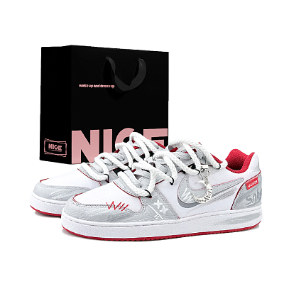 Nike EBERNON Abrasion Resistant Low Top Skateboard Shoes Men's Gray White