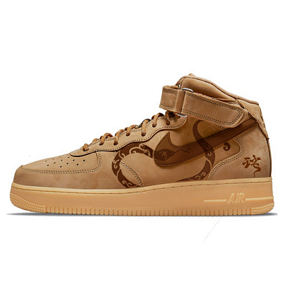 Nike Air Force 1 Warm Slip-Resistant Mid-Top Skateboard Shoes Unisex Wheat