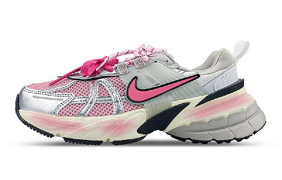 Nike V2K Run Low Top Running Shoes Women's White Pink Silver