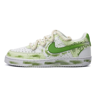 Nike Court Vision 1 Anti Slip Wear Resistant Low Top Skateboard Shoes Men's Green White