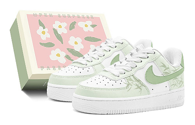 Nike Air Force 1 Breeze Asparagus Fern Slip Resistant Low Top Skateboard Shoes Men's White Green