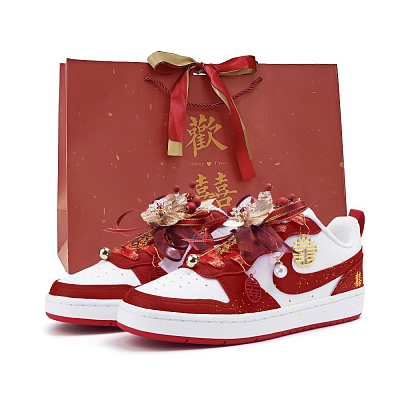 Nike Court Borough 2 Cushioning, Wear Resistant Low Top Skateboard Shoes Women's Red