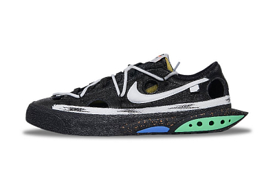 OFF WHITE x Nike Blazer Black Rock Abrasion Resistant Low Top Skateboard Shoes Unisex Black