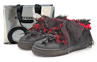 Nike Air Force 1 Abrasion Resistant Low Top Skateboard Shoes Unisex Black Red