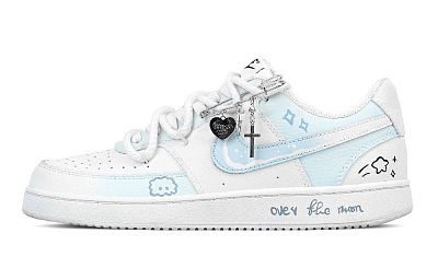 Nike Court Vision 1 Cloud Anti Slip Wear Resistant Low Top Skateboard Shoes Men's Light Blue