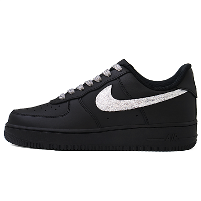 Nike Air Force 1 Abrasion Resistant Low Top Skateboard Shoes Unisex Black Silver