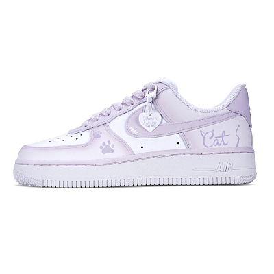 Nike Air Force 1 Purple Taro Cat Anti Slip Wear Resistant Low Top Skateboard Shoes Women's Purple