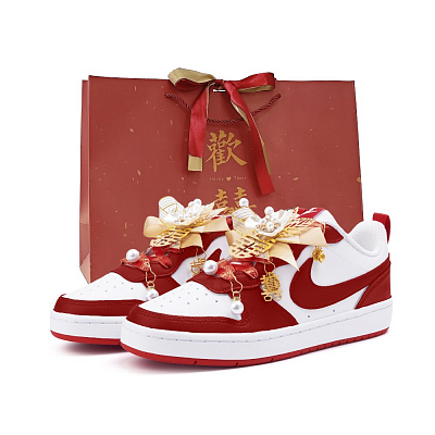 Nike Court Borough Cushioning, Wear Resistant Low Top Skateboard Shoes Women's Red
