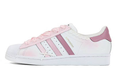 Adidas Originals SUPERSTAR Abrasion Resistant Low Top Skateboard Shoes Unisex White Pink