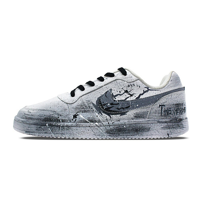 Nike EBERNON Shadow Dirty Knight Abrasion Resistant Low Top Skateboard Shoes Unisex Black White Gray