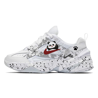 Nike M2K Tekno Cute Panda Anti Slip And Wear Resistant Breathable Low Top Chunky Sneakers Women's White Black