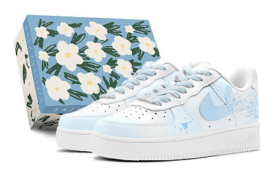 Nike Air Force 1 Low Top Skateboard Shoes Women's Sky Blue