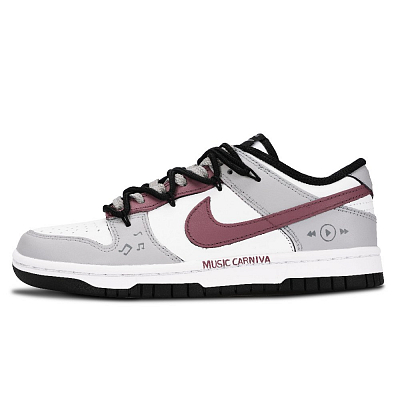 Nike Dunk Black White, Music Carnival Abrasion Resistant Low Top Skateboard Shoes Unisex Gray