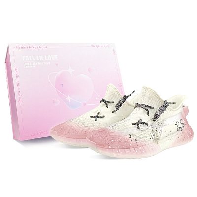 Adidas Originals Yeezy Boost 350 V2 Abrasion Resistant Low Top Casual Shoes Unisex White Pink