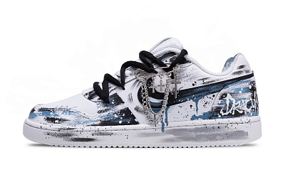 Nike EBERNON Blue Black's Vow Slip Resistant Low Top Skateboard Shoes Unisex Black Blue White