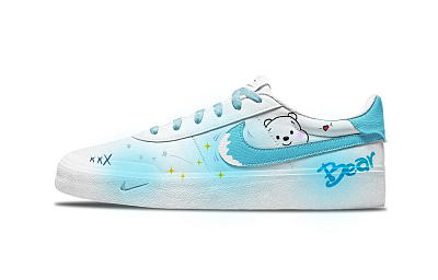 Nike Court Shot Little Bear Cub Anti Slip Wear Resistant Low Top Skateboard Shoes Unisex Carolina Blue