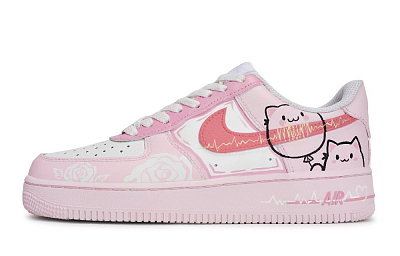 Nike Air Force 1 Abrasion-Resistant Low-Top Skateboard Shoes Unisex Pink White Black