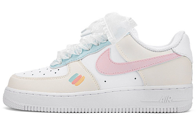 Nike Air Force 1 Anti Slip Wear Resistant Low Top Skateboard Shoes Women's White Yellow