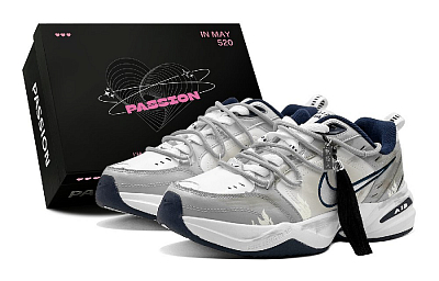 Nike Air Monarch 4 Anti Slip Wear Resistant Low Top Chunky Sneakers Unisex Gray White