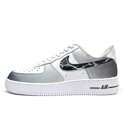 Nike Air Force 1 Anti-Slip Wear-Resistant Low-Top Skateboard Shoes Unisex White Gray