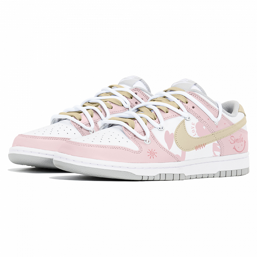 Nike Dunk Slip Resistant Low Top Skateboard Shoes Women's White Pink Yellow купить в интернет-магазине Yoocart с быстрой доставкой по России.