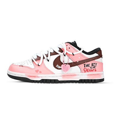 Nike Dunk Anti Slip Wear Resistant Low Top Skateboard Shoes Unisex Pink White