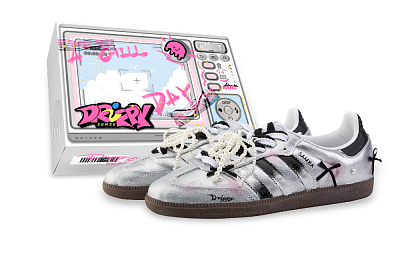 Adidas Originals SAMBA OG Drippy Love Letter Abrasion Resistant Low Top Skateboard Shoes Unisex Silver