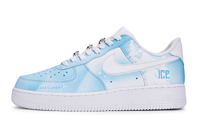 Nike Air Force 1 Snowy Forest Anti Slip Wear Resistant Low Top Skateboard Shoes Unisex White Blue