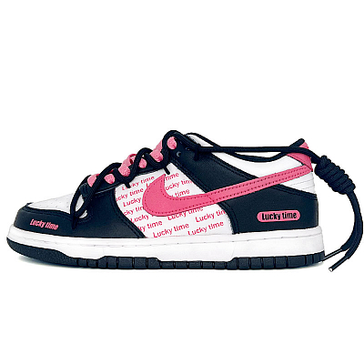 Nike Dunk Wear-Resistant Lightweight And Balanced Low-Top Skateboard Shoes Women's Black Pink