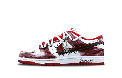 Nike Dunk Red Flare Spider Web Cushioning, Wear Resistant Low Top Skateboard Shoes Unisex Black
