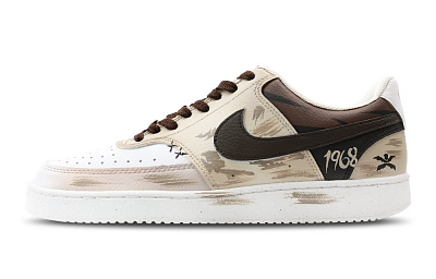 Nike Court Vision 1 Please Answer 1968 Anti-Slip Wear-Resistant Low-Top Skateboard Shoes Men's Khaki