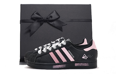 Adidas Originals SUPERSTAR Coverage Abrasion Resistant Low Top Skateboard Shoes Unisex Black Pink