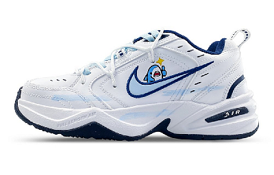 Nike Air Monarch 4 Slip Resistant Low Top Chunky Sneakers Unisex White Blue