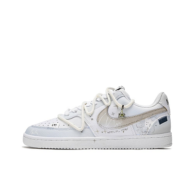 Nike Court Vision Anti-Slip Wear-Resistant Low-Top Skateboard Shoes Men's Blue White
