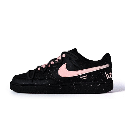 Nike Court Vision Songchuan Small Flower Anti-Slip Wear-Resistant Low-Top Skateboard Shoes Unisex Black
