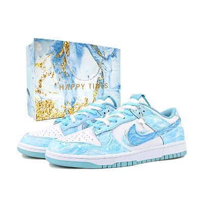 Nike Dunk Abrasion Resistant Low Top Skateboard Shoes Men's White Blue