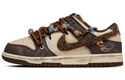Nike Dunk Cushioning Wear-Resistant Low-Top Skateboard Shoes Women's Beige Umber