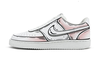 Nike Court Vision Anti-Slip Wear-Resistant Low-Top Skateboard Shoes Women's White Pink