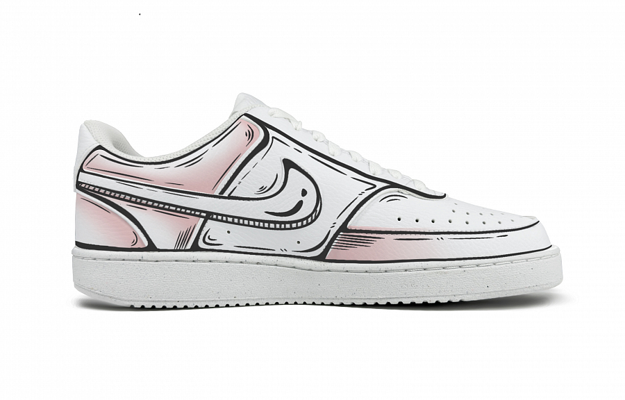 Nike Court Vision Anti-Slip Wear-Resistant Low-Top Skateboard Shoes Women's White Pink купить в интернет-магазине Yoocart с быстрой доставкой по России.