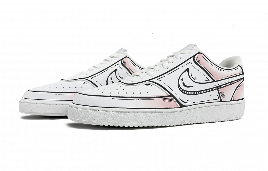 Nike Court Vision Anti-Slip Wear-Resistant Low-Top Skateboard Shoes Women's White Pink купить в интернет-магазине Yoocart с быстрой доставкой по России.