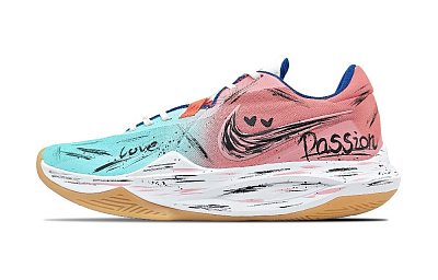 Nike Precision 6 Fervor Cushioned Slip-Resistant Abrasion-Resistant Low-Top Basketball Shoes Men's Pink Blue