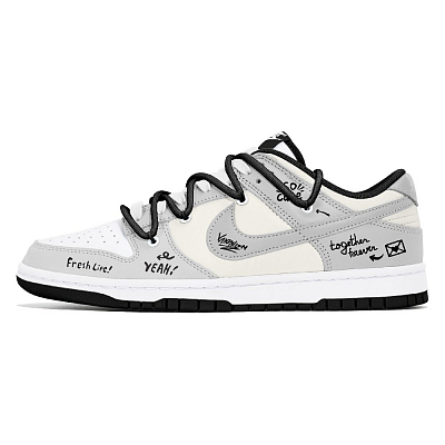 Nike Dunk Joy Lemon Abrasion Resistant Low Top Skateboard Shoes Men's Gray White
