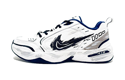 Nike Air Monarch 4 Lightweight Height Increasing Low Top Chunky Sneakers Men's White Gray