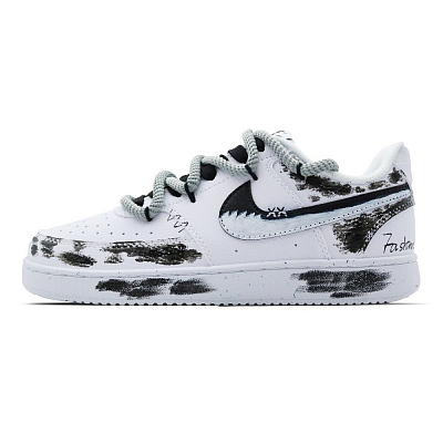Nike Court Vision 1 Anti-Slip Wear-Resistant Low-Top Skateboard Shoes Men's Black White