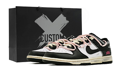 Nike Dunk Anti-Slip Wear-Resistant Low-Top Skateboard Shoes Men's Black Pink