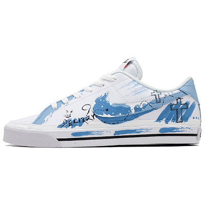 Nike Court Legacy Low top Skateboard Shoes Men's White Blue