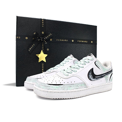 Nike Court Vision 1 Anti-Slip Wear-Resistant Low-Top Skateboard Shoes Men's White Green