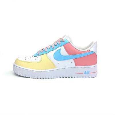 Nike Air Force 1 Iridescent Sweetheart Anti Slip Wear Resistant Low Top Skateboard Shoes Unisex Blue Pink Yellow