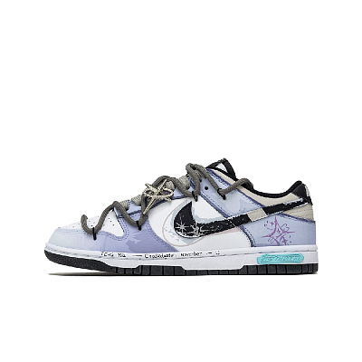 Nike Dunk Lively Island, Starry Sky Love Song Anti Slip Wear Resistant Low Top Skateboard Shoes Unisex Purple White