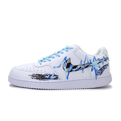 Nike Court Vision 1 Heartbeat Rhythm Abrasion Resistant Balance Support Low Top Skateboard Shoes Men's Blue White